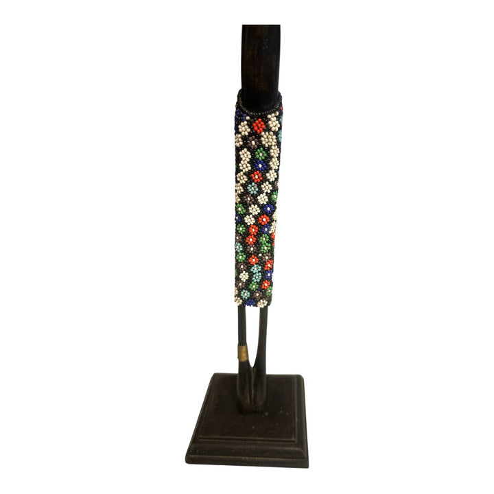 African Beaded Woman Figurine – Handcrafted Black Tribal Art Statue