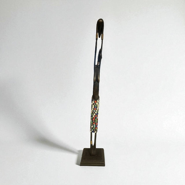 African Beaded Woman Figurine – Handcrafted Black Tribal Art Statue