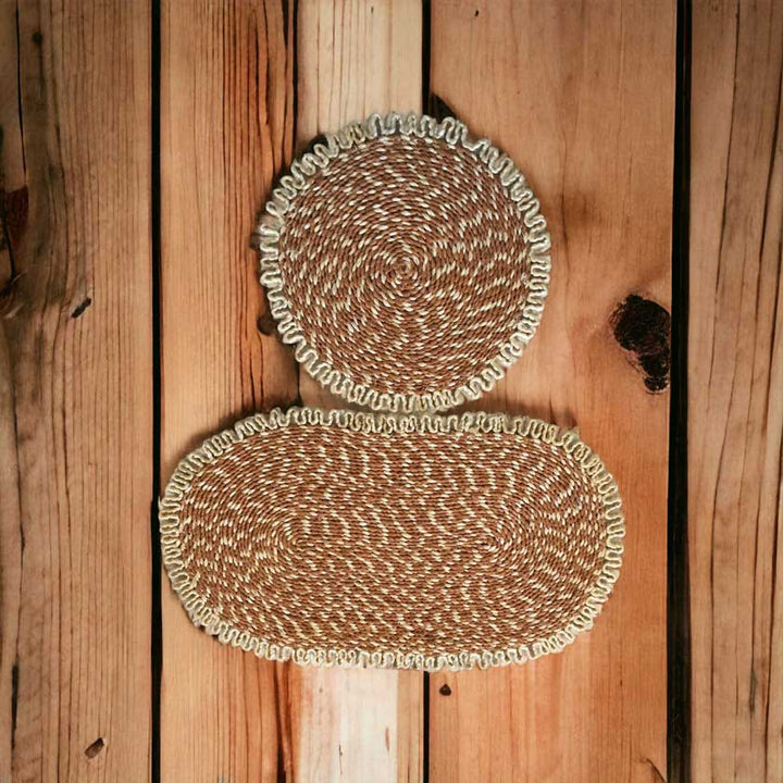 African Vintage Handwoven Rattan Placemat | Rustic Dining Essentials