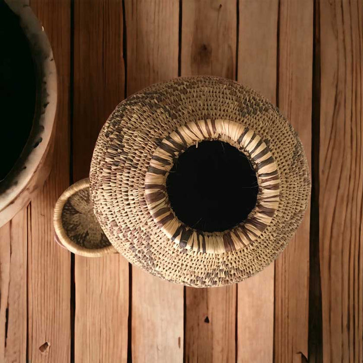 1980s Vintage African Handwoven Basket - Dilwana - botswana online shopping