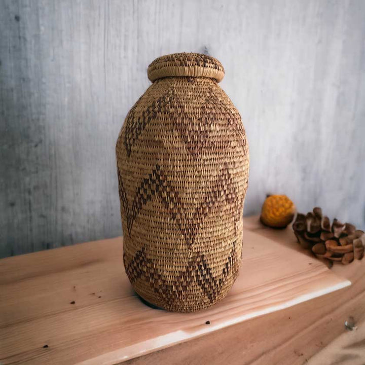 1980s Vintage African Handwoven Basket - Dilwana - botswana online shopping