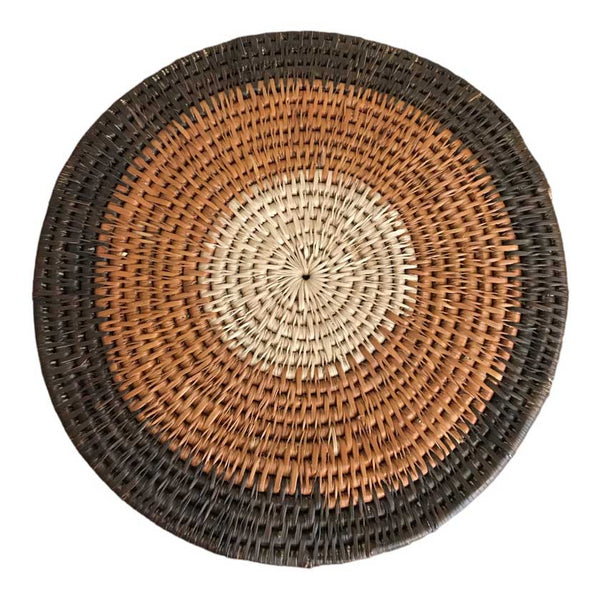 Bayei & Hanbukushu Handwoven Coil Flat Botswana Basket | Authentic African Craftsmanship