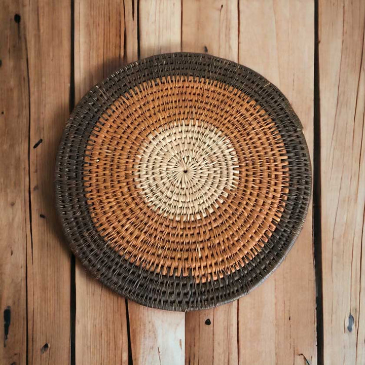 Bayei & Hanbukushu Handwoven Coil Flat Botswana Basket | Authentic African Craftsmanship