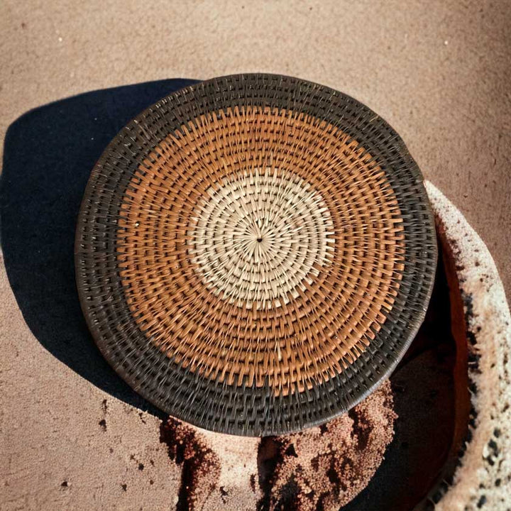 Bayei & Hanbukushu Handwoven Coil Flat Botswana Basket - Dilwana - botswana online shopping