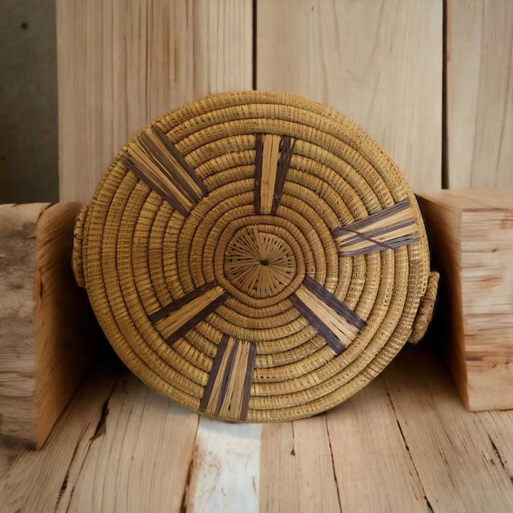 Handmade Round Rattan Serving and Breakfast Tray