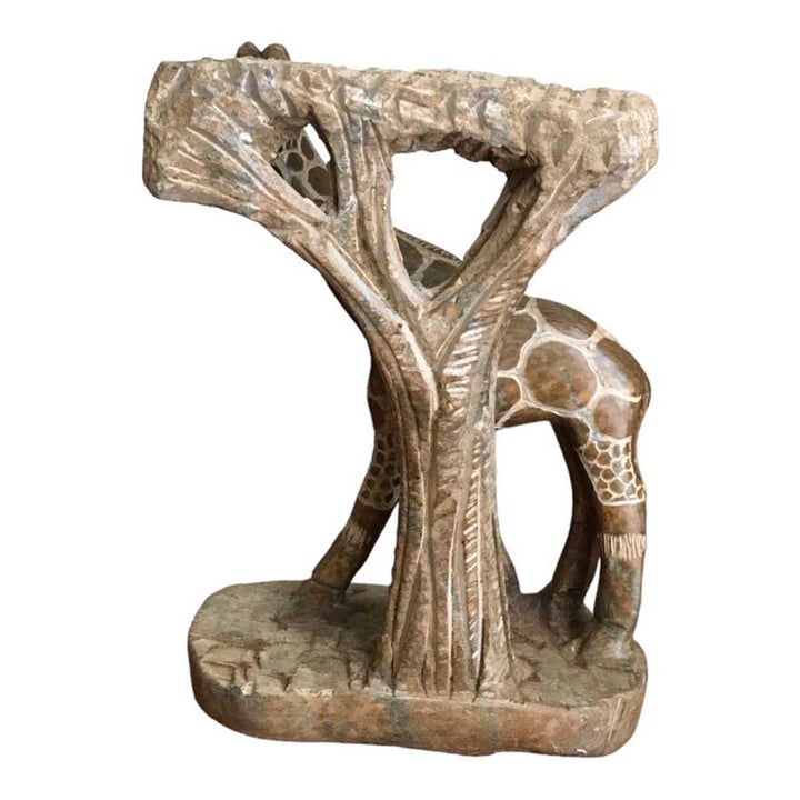 Giraffe eating from tree stone sculpture | Dilwana-African craft shop