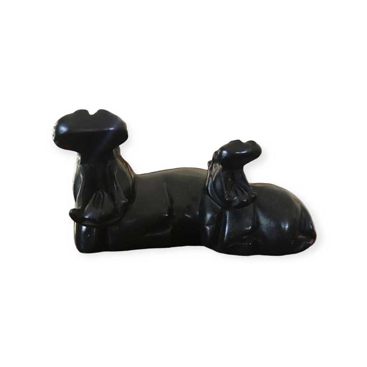 Hand Carved Shona Stone Resting Hippos