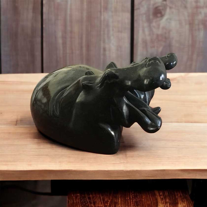 Hand Carved Shona Stone Resting Hippos