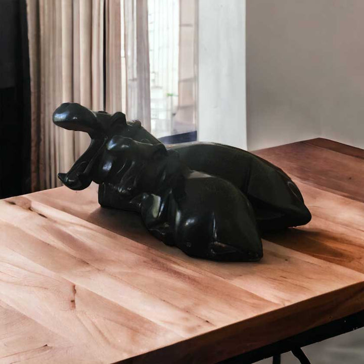 Hand Carved Shona Stone Resting Hippos