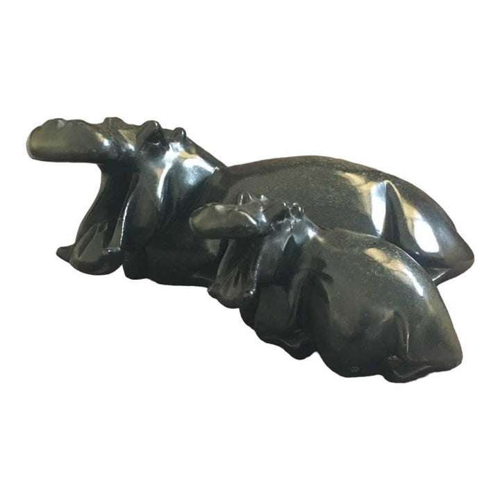 Hand Carved Shona Stone Resting Hippos