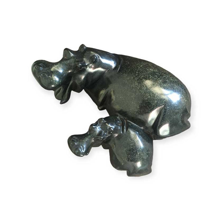 Hand Carved Shona Stone Resting Hippos