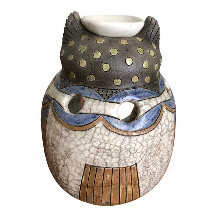 Handcrafted Raku Pottery Essential Oil Diffuser owl design | Aromatherapy Home Decor