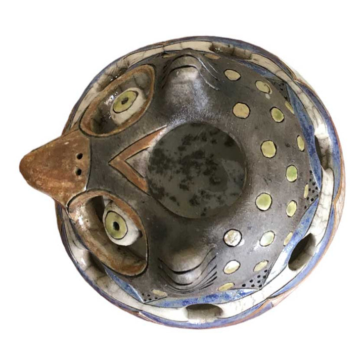 Handcrafted Raku Pottery Essential Oil Diffuser owl design | Aromatherapy Home Decor