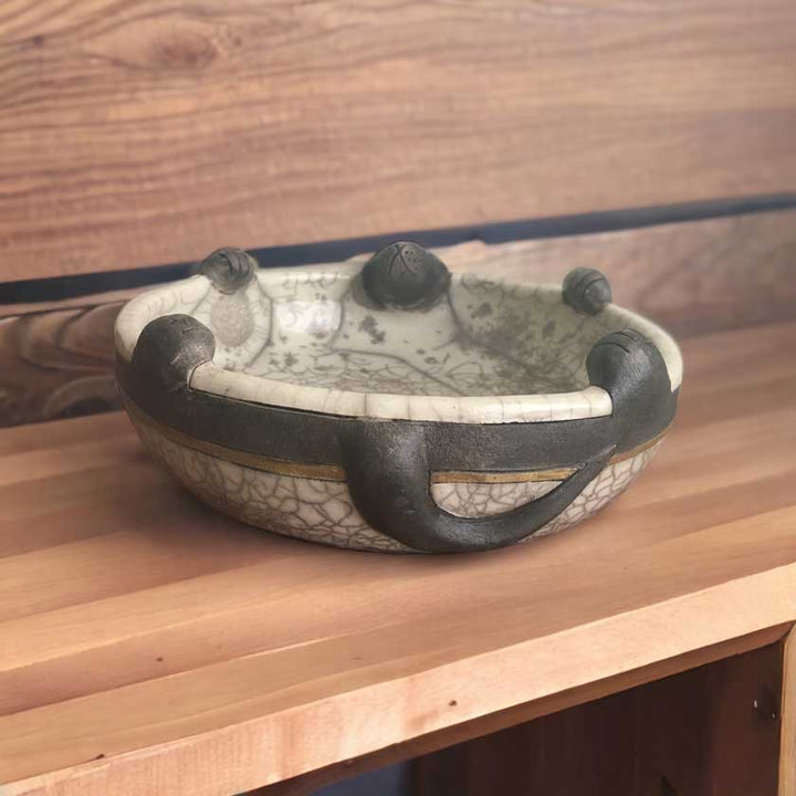 Handcrafted Raku Pottery Mouse Bowl - Whimsical Ceramic Art for Display or Serving | Dilwana