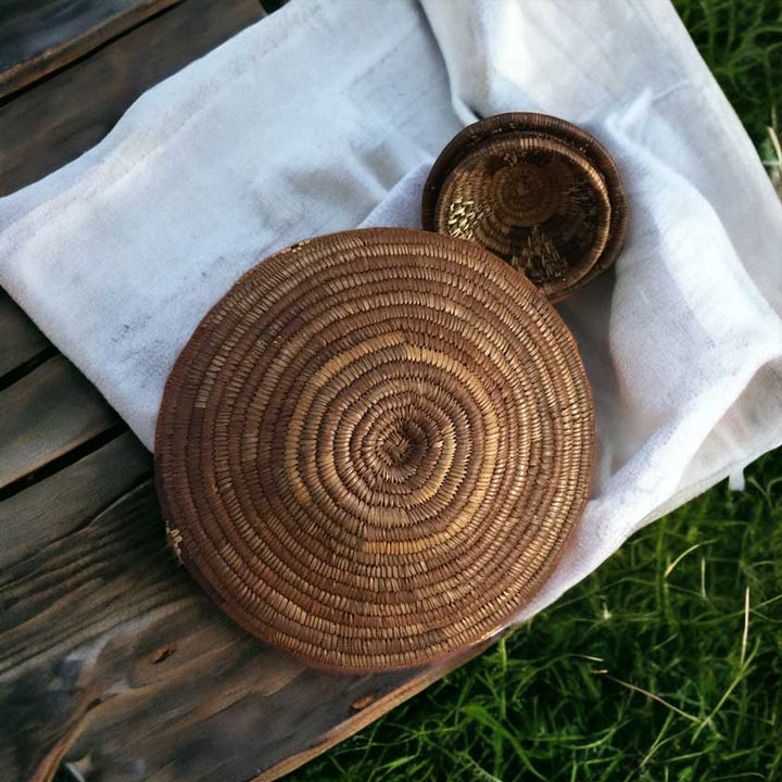 Mid-20th Century Zulu Ukhamba Basket With Lid - Dilwana - botswana online shopping