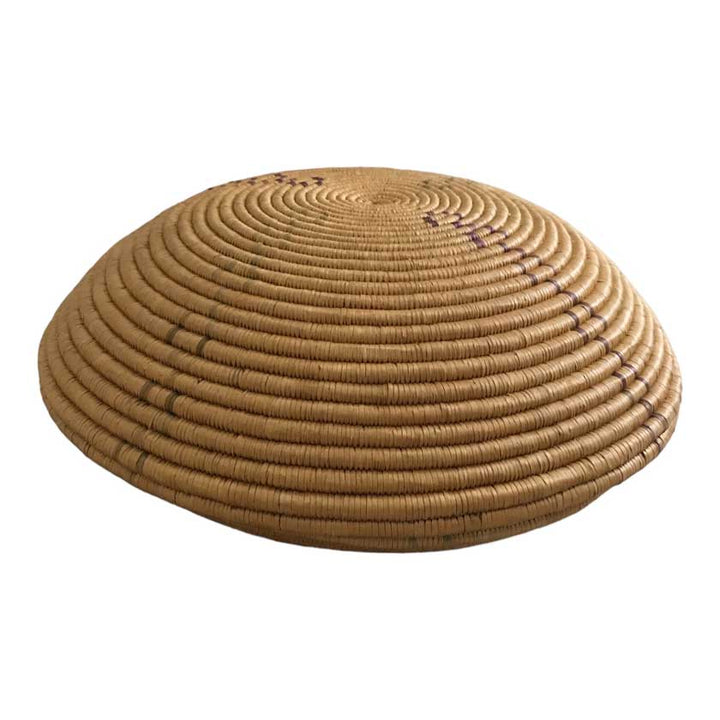 A set of two handwoven vintage-style baskets, one with a lid, showcasing intricate weaving patterns and rustic charm, ideal for storage and home decor