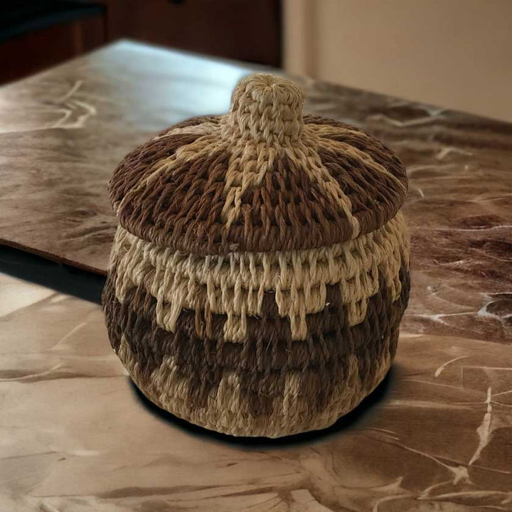 Vintage Handwoven African Basket with Lid - Authentic African Craftsmanship | Dilwana - African shop
