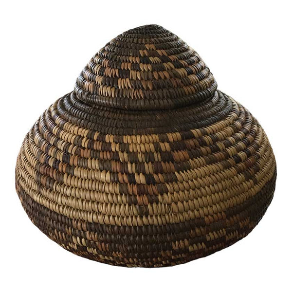 Vintage African Zulu Tribal Hand Woven Basket | Lidded Ukhamba Design