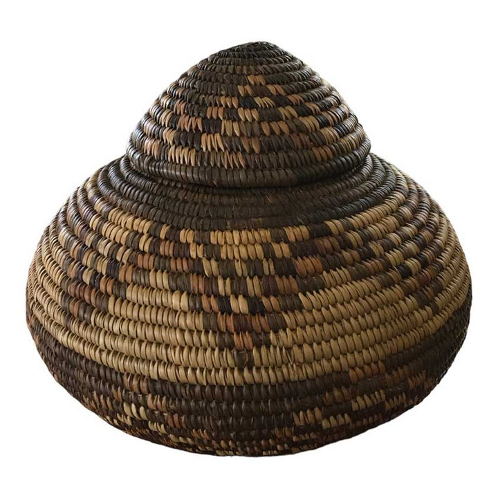 Vintage African Zulu Tribal Hand Woven Basket | Lidded Ukhamba Design