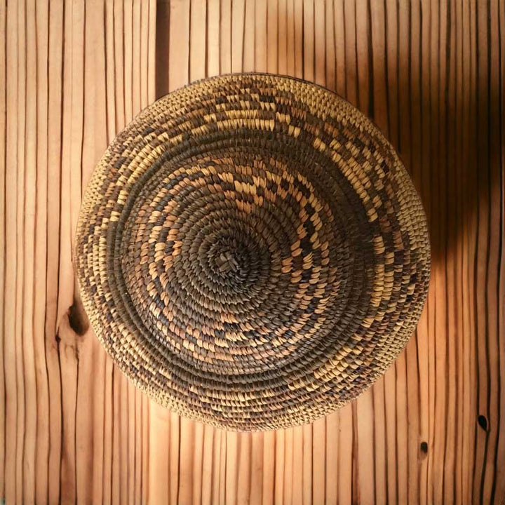 Vintage African Zulu Tribal Hand Woven Basket | Lidded Ukhamba Design