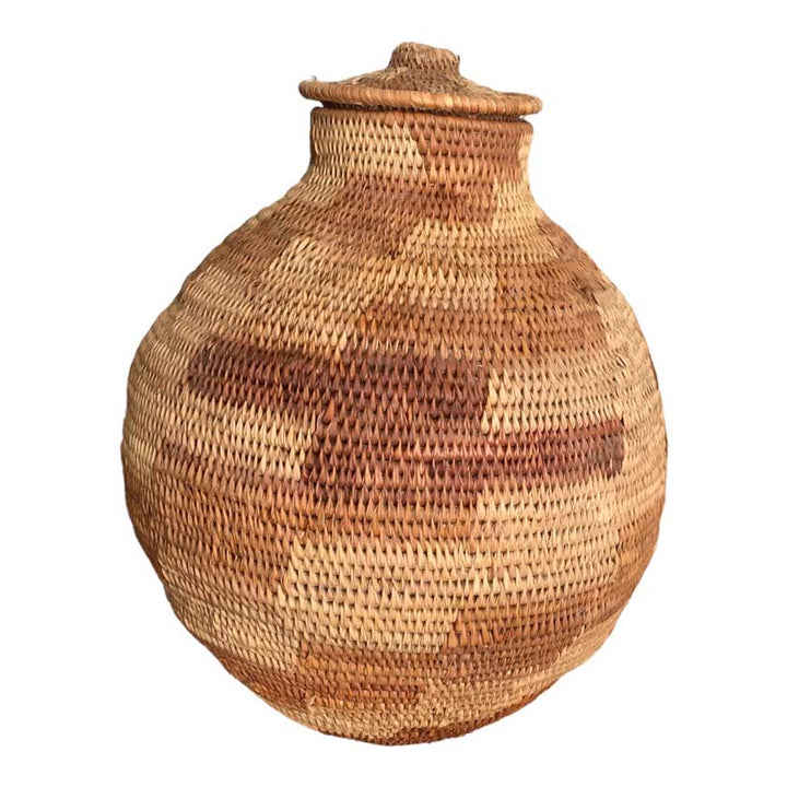 Vintage Botswana Handwoven Basket | African Artistry for Your Home