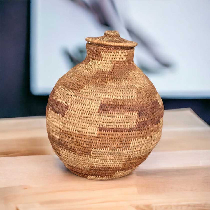 Vintage Botswana Handwoven Basket | African Artistry for Your Home