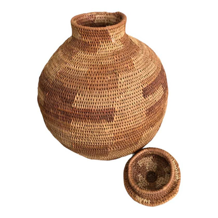 Vintage Botswana Handwoven Basket | African Artistry for Your Home