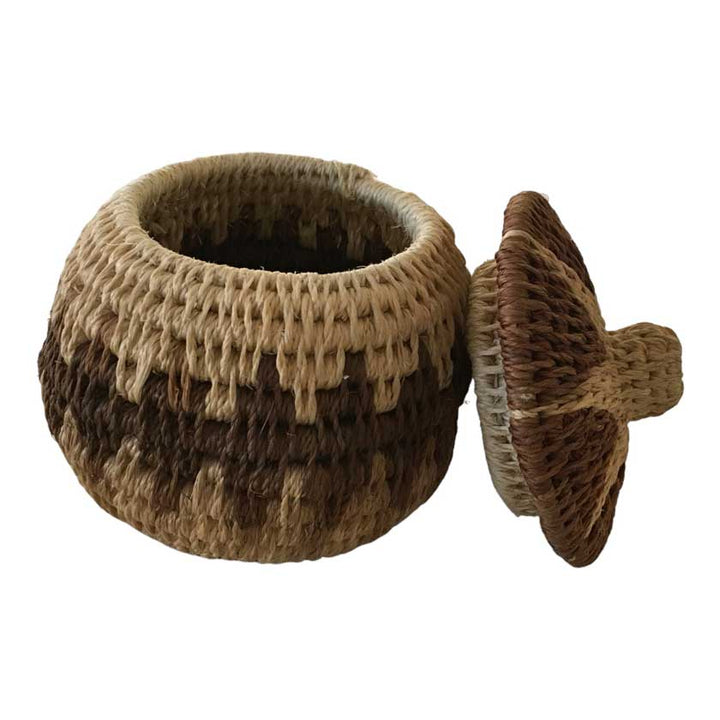 Vintage Handwoven African Basket with Lid - Dilwana - botswana online shopping