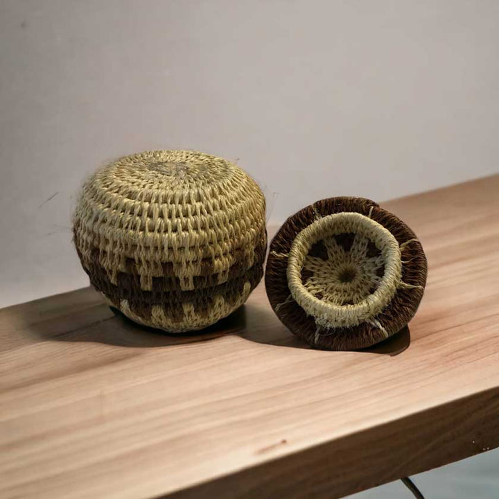 Vintage Handwoven African Basket with Lid - Dilwana - botswana online shopping