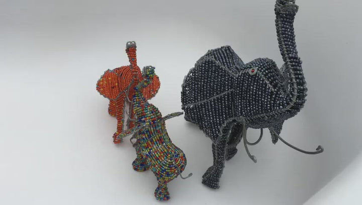 African Beadwork-Elephant wired and bead-African craft