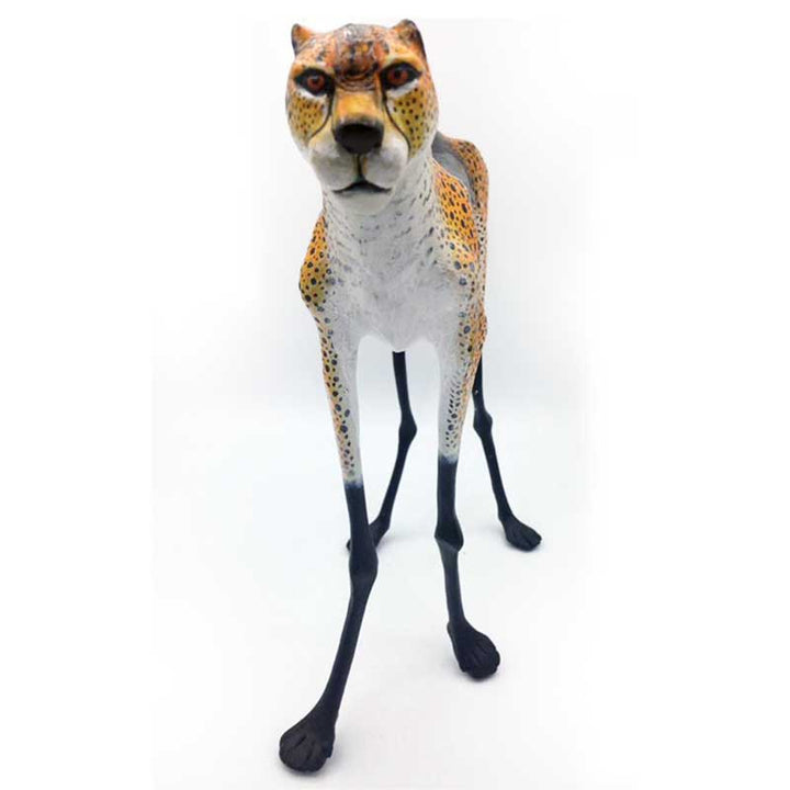 Handmade Cheetah metal and wooden painted statue (in action and standing) - Dilwana - botswana online shopping