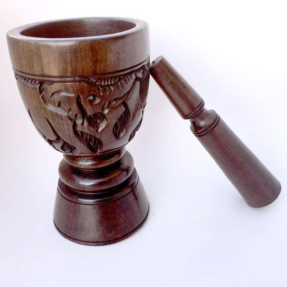African wooden mortar and pestle set - African craft store in USA
