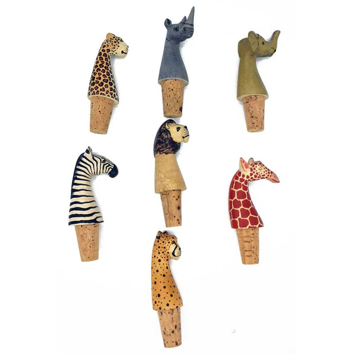 Bottle top (Wine cork) with animal head design | African handicraft - Dilwana - botswana online shopping