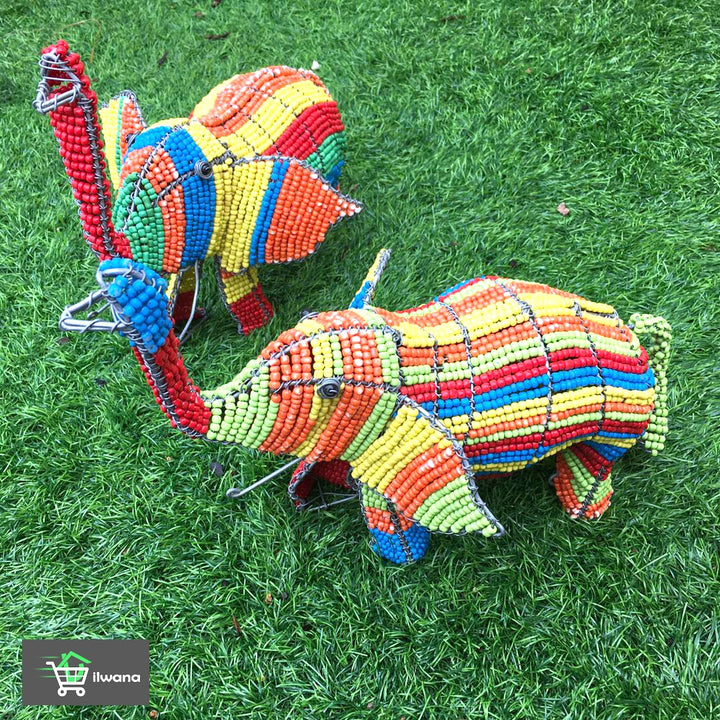 African Beadwork-Elephant wired and bead-African craft