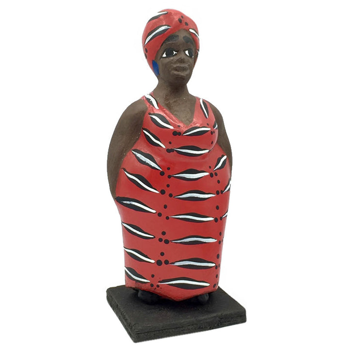Mama west wooden doll from Ivory Coast  Red