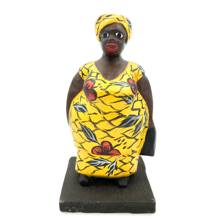 Mama west wooden doll from Ivory Coast  Yellow