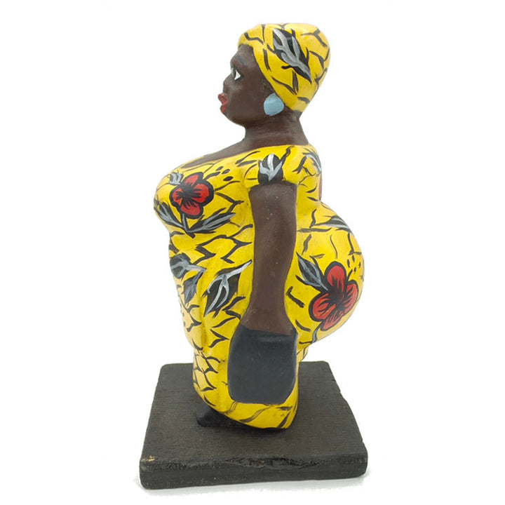 Mama west wooden doll from Ivory Coast  Yellow