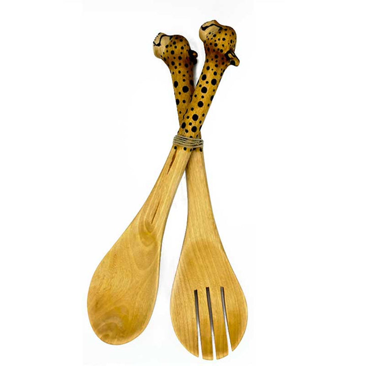 Salad Spoon animal head Cheetah-African craft-Dilwana