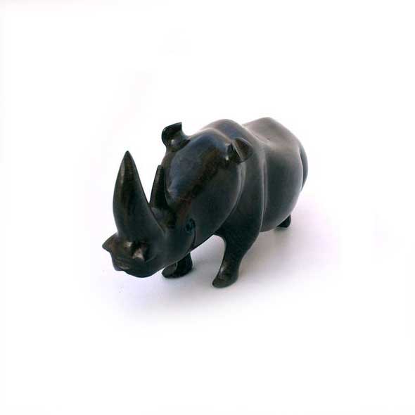 African wooden Rhino - African craft market - Dilwana