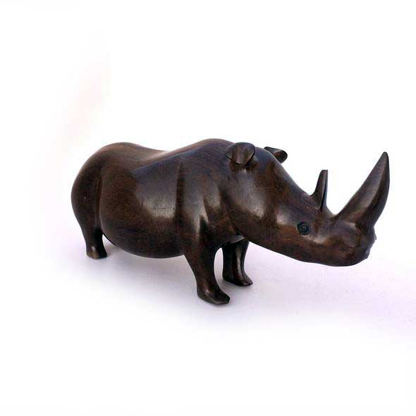 African wooden Rhino - African craft market - Dilwana