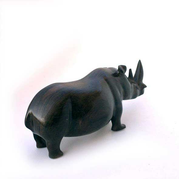 African wooden Rhino - African craft market - Dilwana
