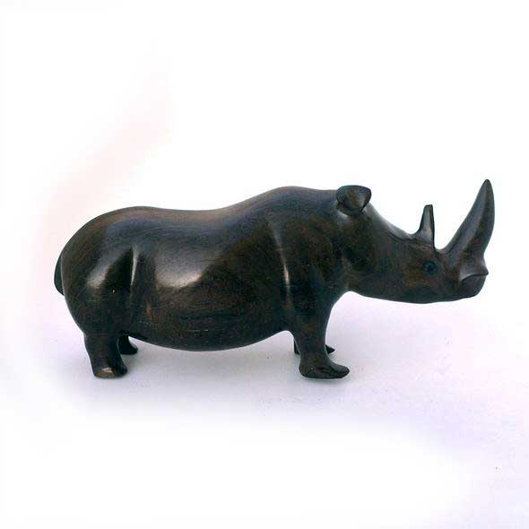 African wooden Rhino - African craft market - Dilwana